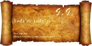 Iván Iván névjegykártya