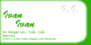 ivan ivan business card